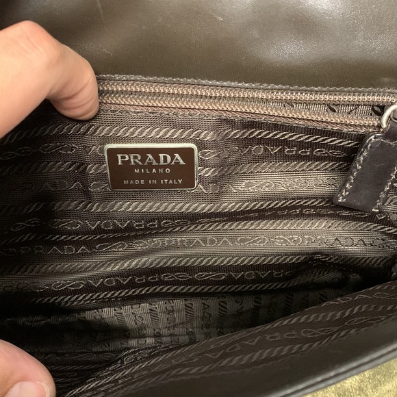 Prada Vitello Sport Flap Bag Women Black Leather Crossbody Messenger Italy - Picture 14 of 16